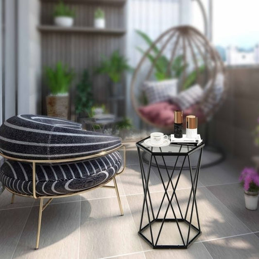 Compact Coffee Table with Tempered Glass Top for Living Room/Bedroom