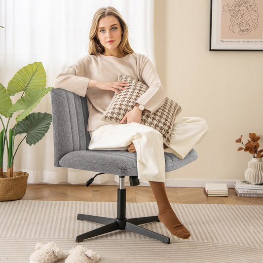 Criss Cross Legged Chair No Wheels 120° Rocking Adjustable Height-Grey