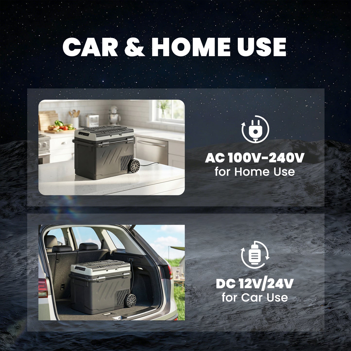 Outsunny 49L Compressor Car Fridge Freezer, Dual Zone Camping Refrigerator with App Control, Telescopic Handle, -20â-20â