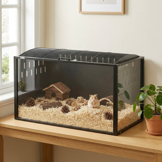 PawHut Hamster Cage Steel Chewproof with Openable Top, Deep Burrow for Dwarf Syrian Hamster, Gerbil, Rats, 105 x 51 x 53 cm
