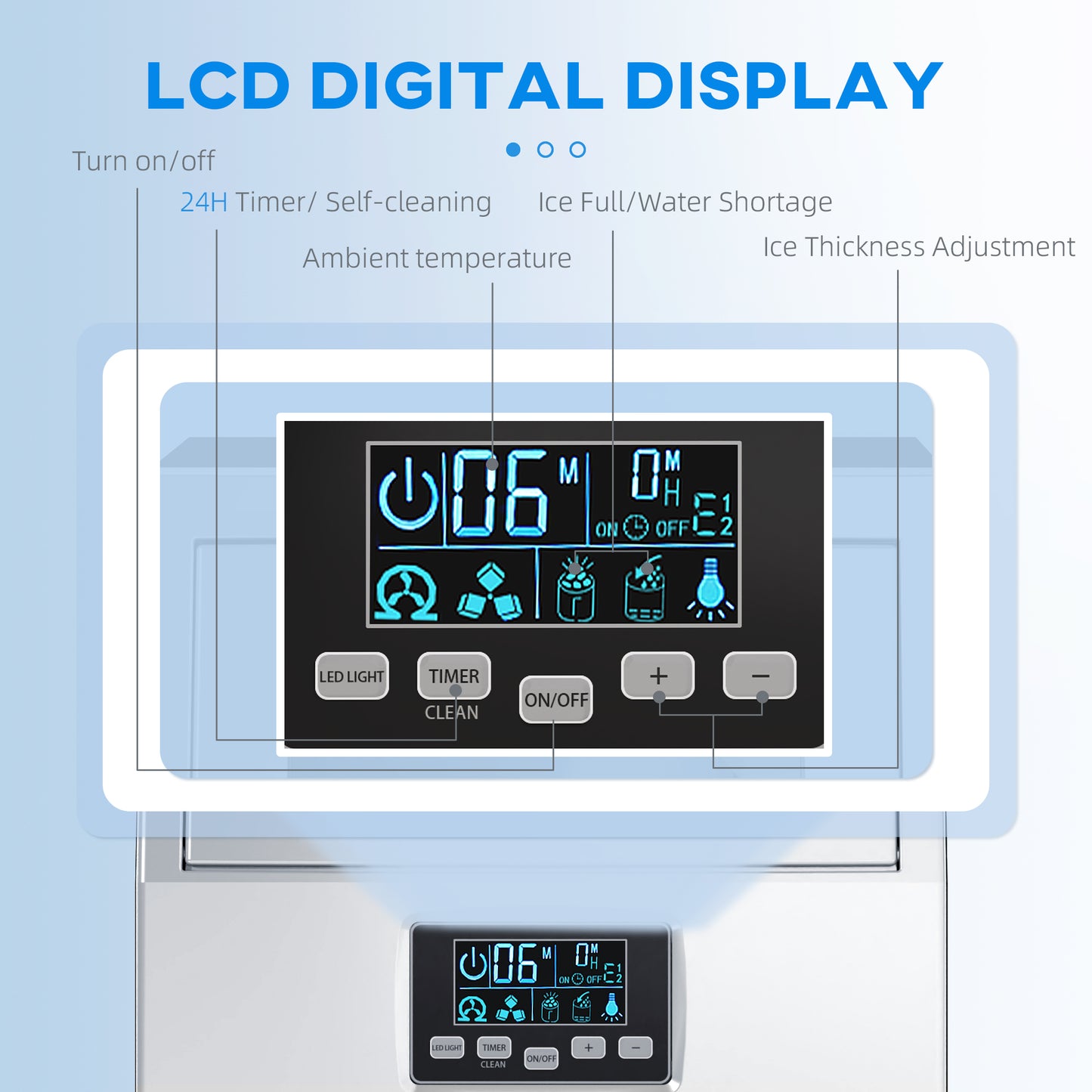 HOMCOM Commercial Ice Maker with 4kg Ice Storage - Silver Tone
