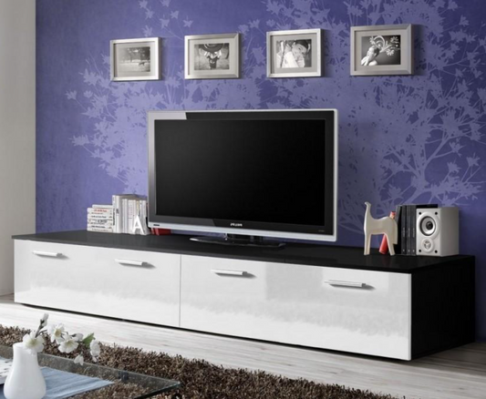 Duo TV Cabinet in Black and White Gloss