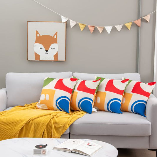 Soft Velvet Covered Decorative Throw Pillow Set of 4-Colourful