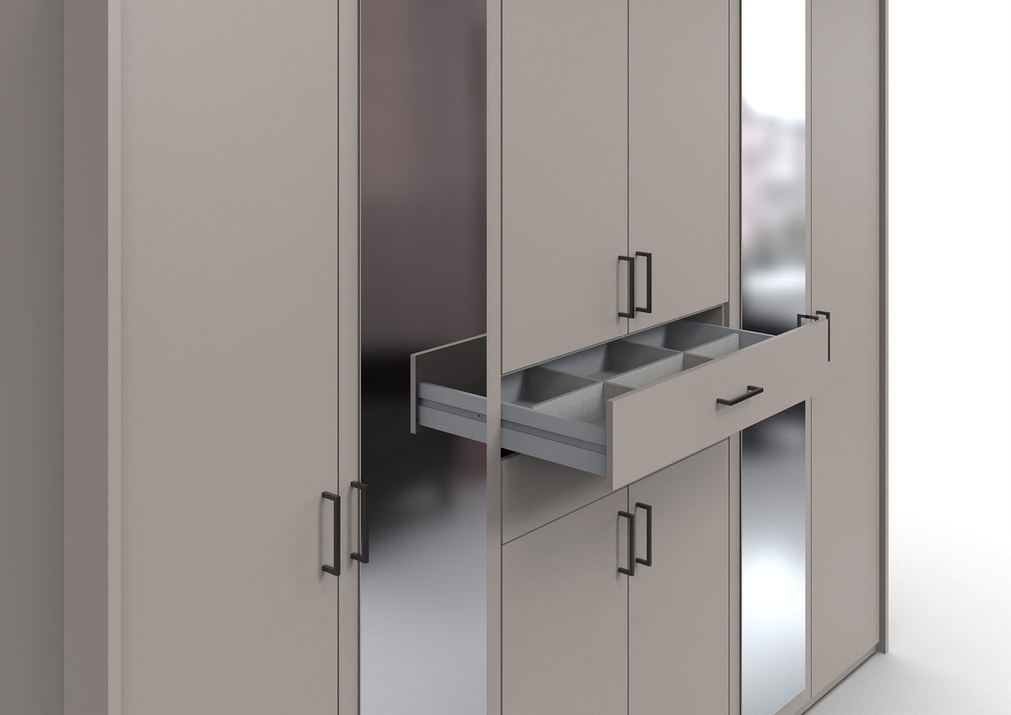 DOCKER 5 Door Mirrored Wardrobe Grey 225cm