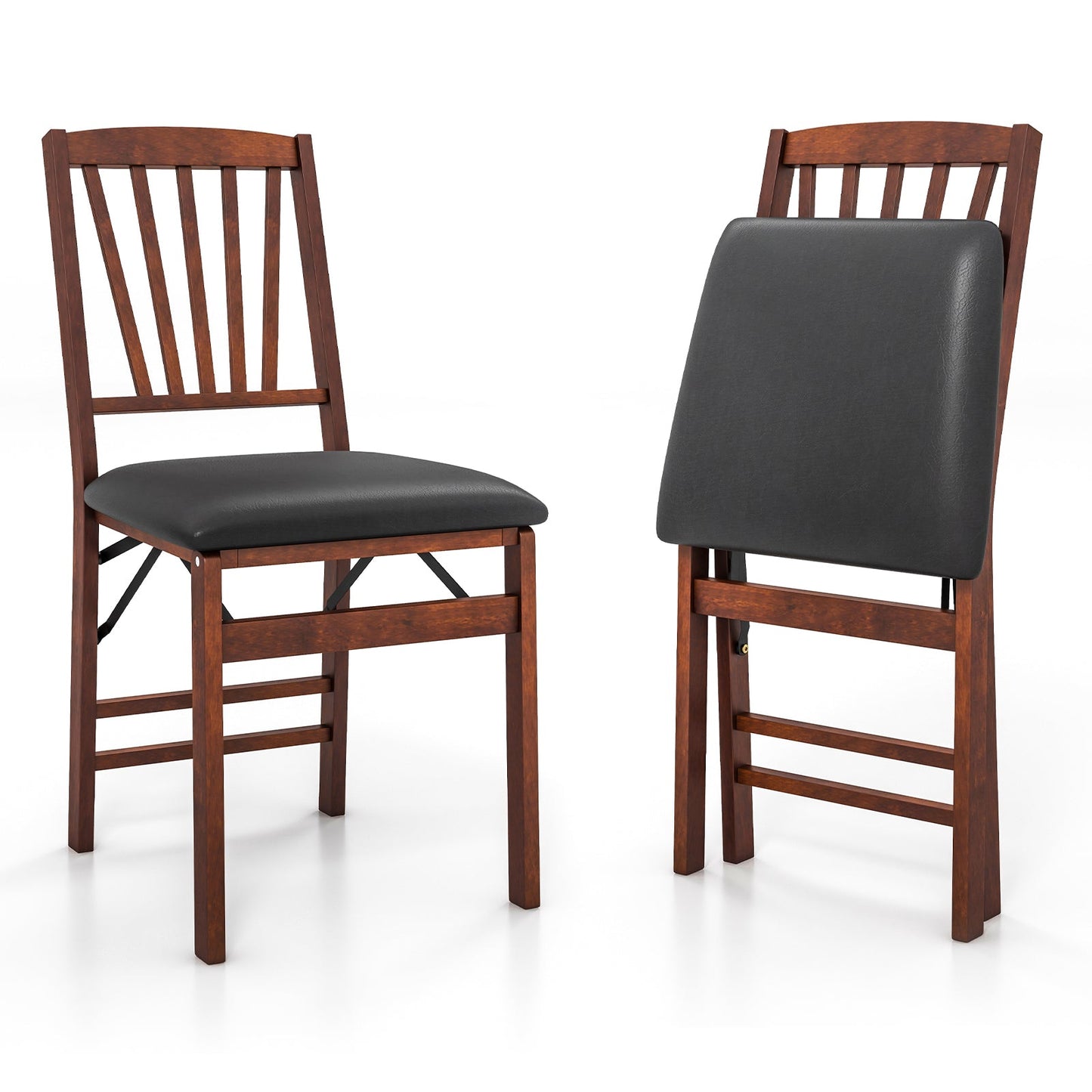 Kitchen Dining Chair Set of 2 with Ergonomic Seat and Footrest-White