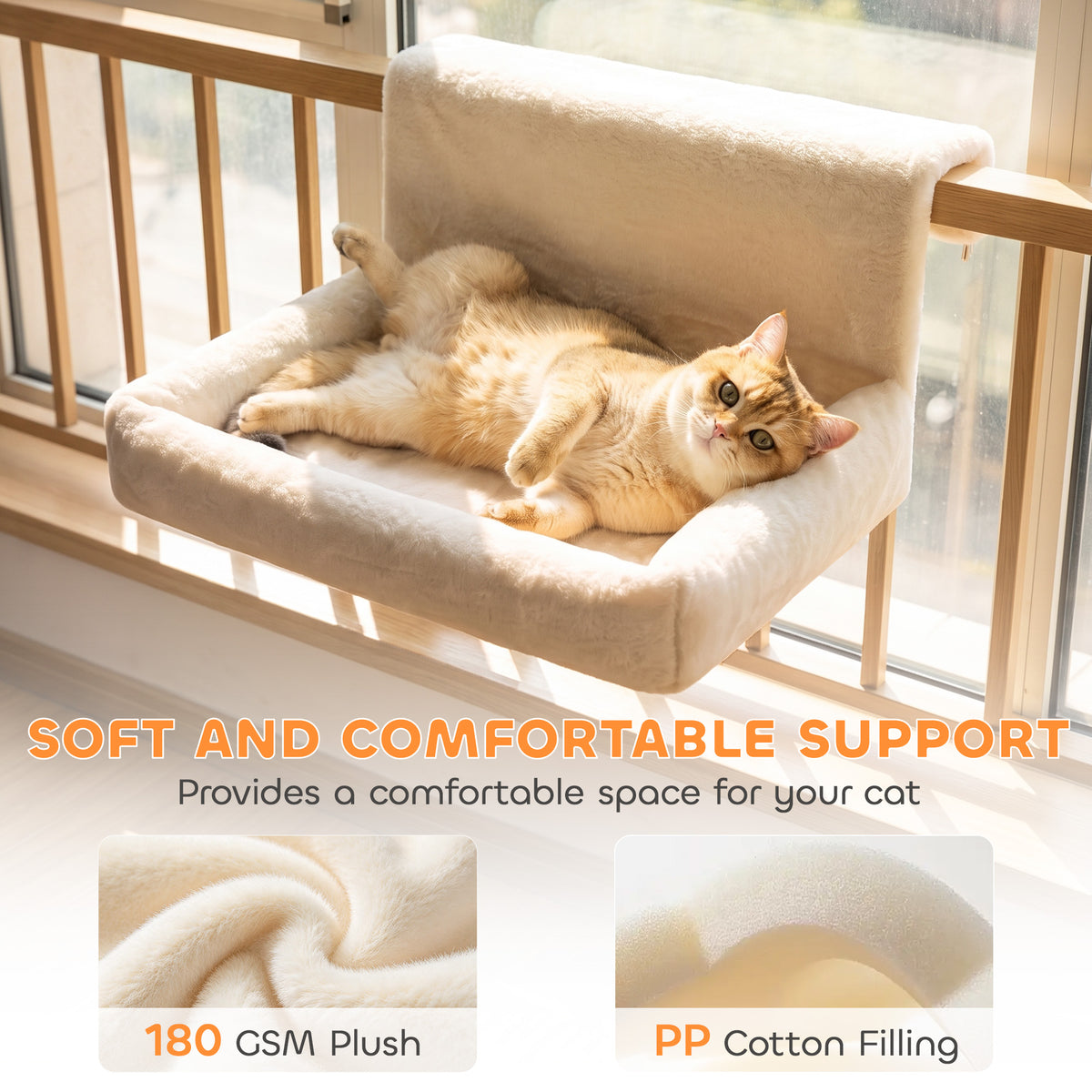 PawHut Cat Radiator Bed, Hanging Warm Hammock w/ Foldable Metal Frame, Removable Washable Cover, Cream