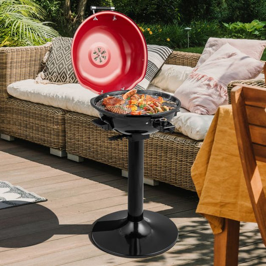 Electric BBQ Grill with Removable Non-Stick Grilling Rack-Red