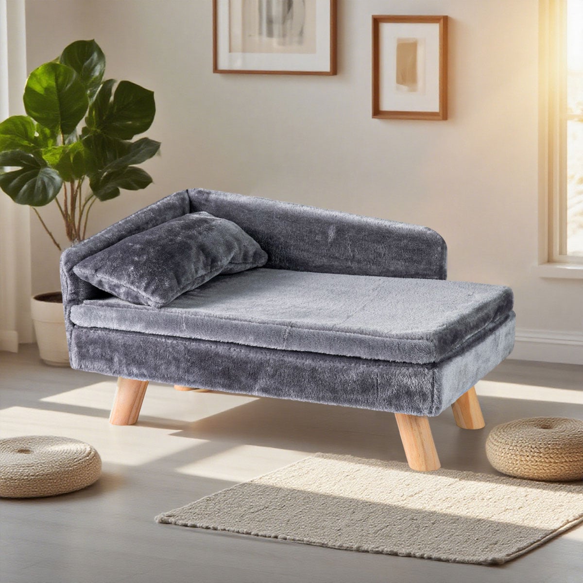 Elevated Pet Bed for Medium and Small Dogs Puppies Cats Kittens-Grey
