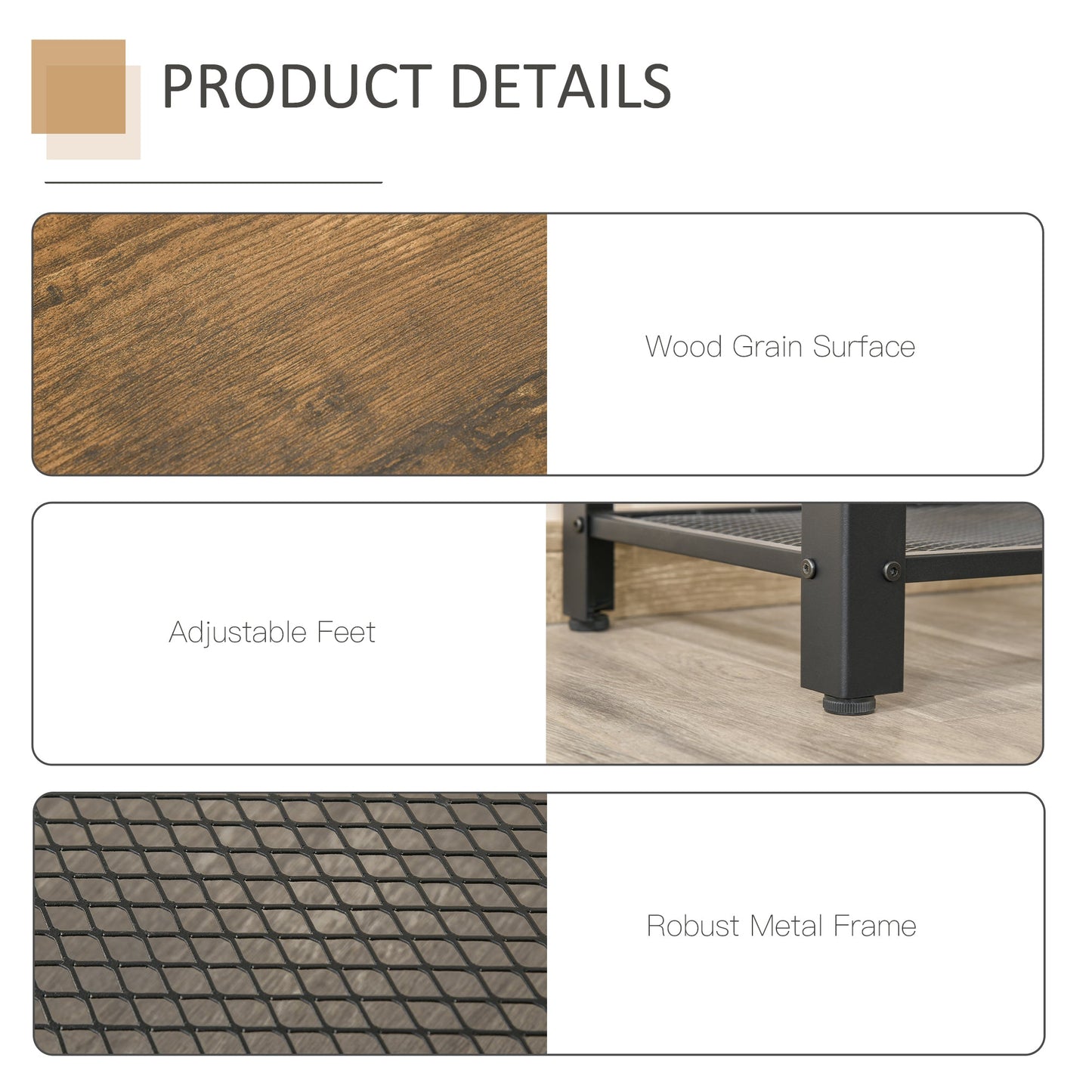 HOMCOM Industrial Console Table,Entryway Table w/Bottom Mesh Shelf Metal Frame Vintage Sofa Table for Hallway, Living Room, Rustic Brown