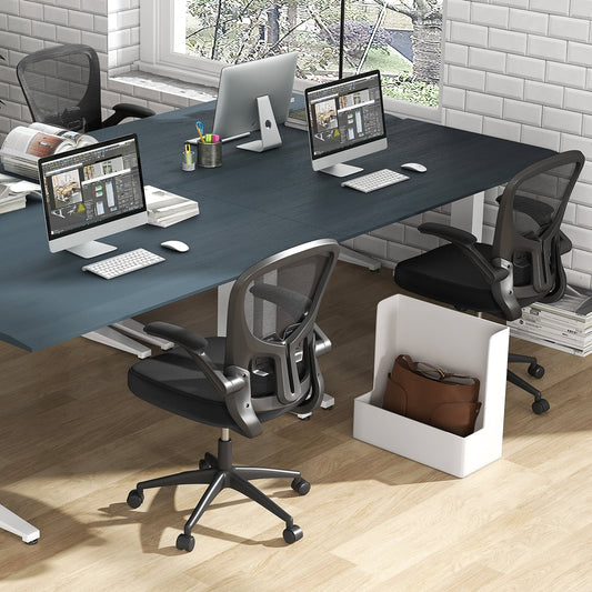 Ergonomic Office Chair Adjustable Swivel Mesh Task Chair with Flip-Up Armrests-Black