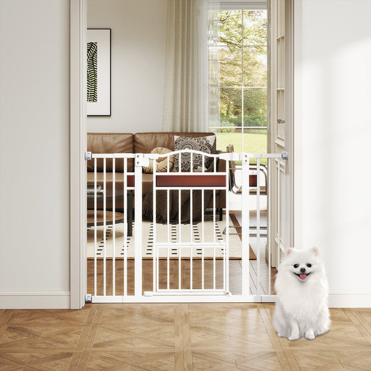 Extra Wide Walk Through Pet Gate for 74-104 cm Openings-White
