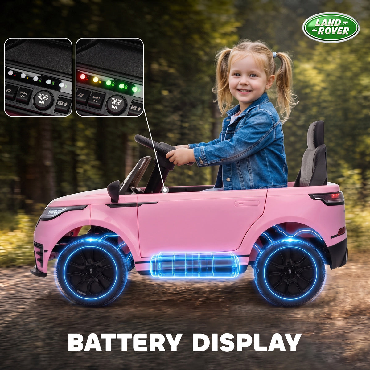 AIYAPLAY Range Rover Velar Licensed 12V Electric Car for Kids with Remote, 4-Wheel Suspension, Slow Start for 2-4 Years, Pink