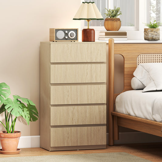 HOMCOM Chest of Drawers, 5-Drawer Storage Cabinets, Modern Dresser, Storage Drawer Unit for Bedroom