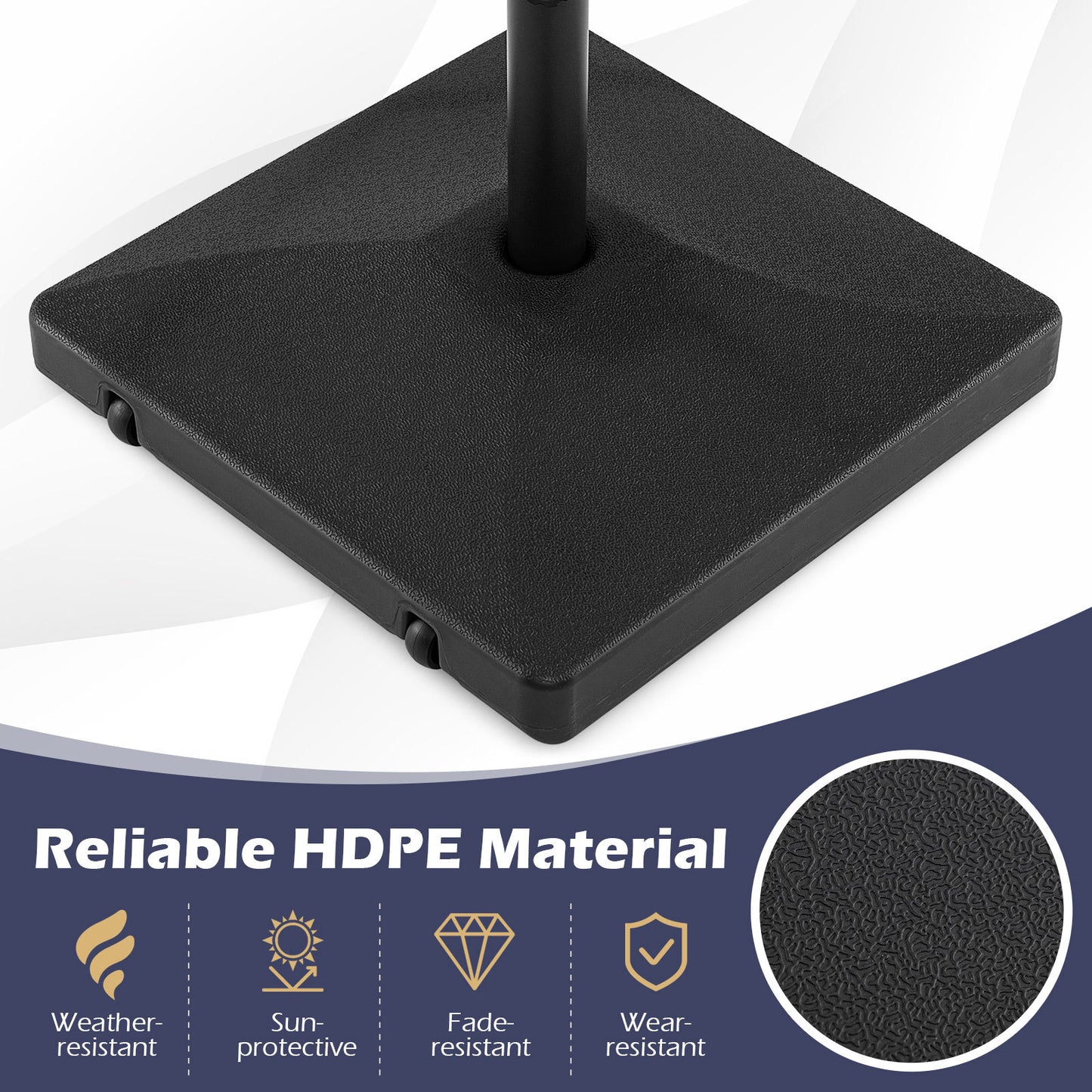 Fillable Umbrella Base 40 kg Heavy Duty with 2 Wheels-Black