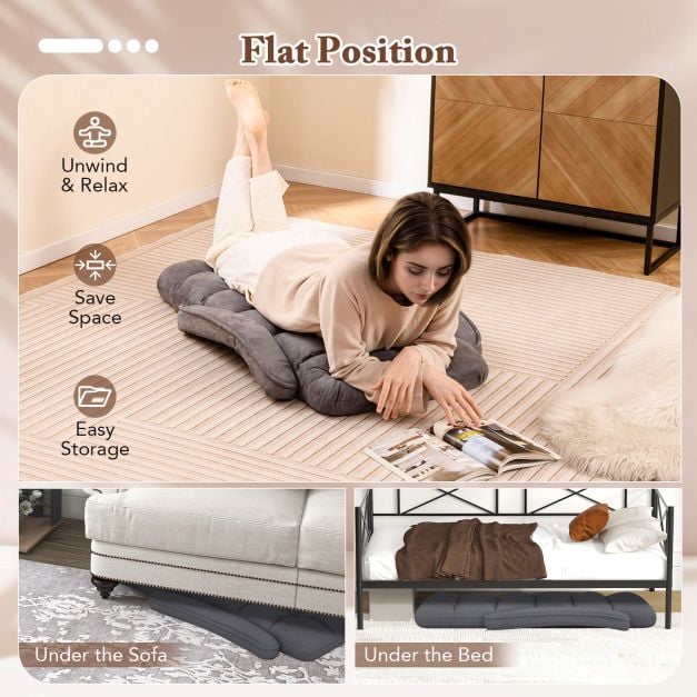 Floor Gaming Chair for Adults with Back Support and Adjustable 6-Position-Grey