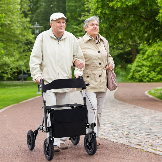 Foldable Rolling Walker with Seat-Black