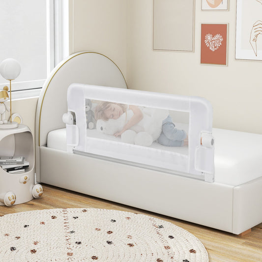 Foldable Toddler Bed Rail with Removable Oxford Cover-White