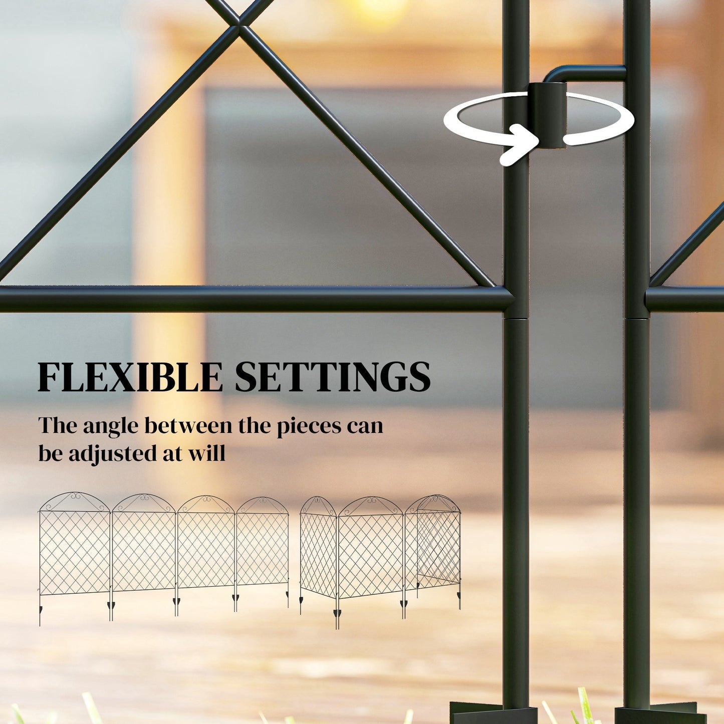 Outsunny Decorative Garden Fencing, 43in x 11.5ft Outdoor Picket Fence Panels, 4PCs Rustproof Metal Wire Landscape Flower Bed Border Edging, Black