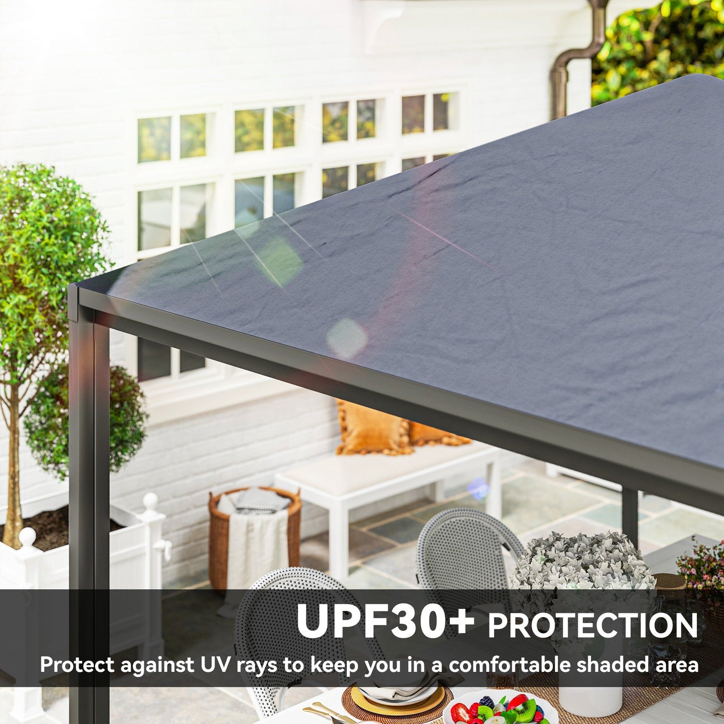 Outsunny 3 x 6m Garden Gazebo with Extendable Awning and Wheels, UPF30+ Outdoor Metal Gazebo Canopy Shelter for BBQ, Event, Party