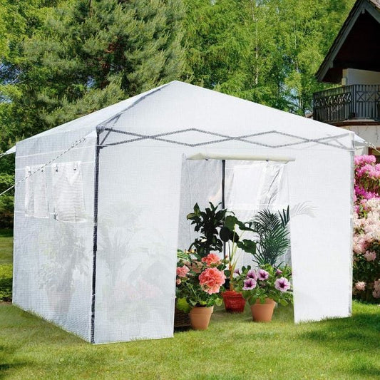Greenhouse Outdoor Mini Walk-in Plant Portable Garden Greenhouse-White