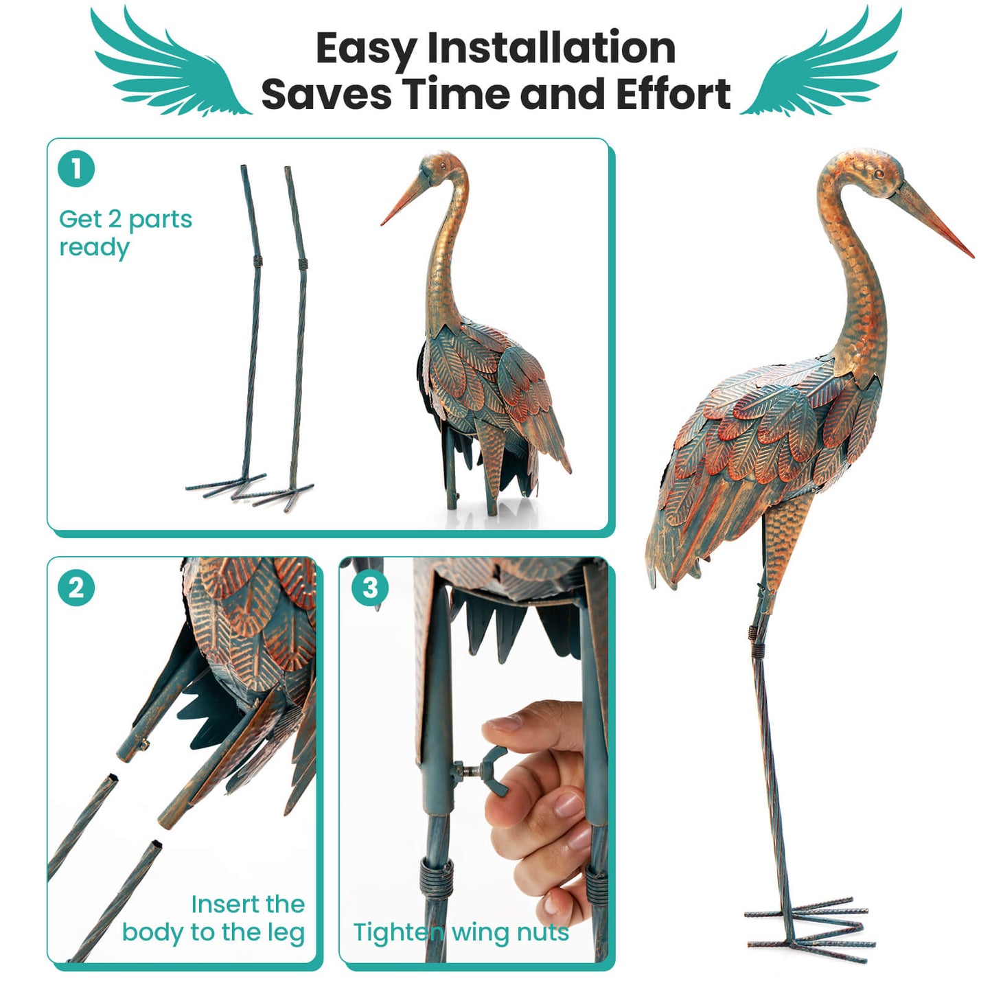 Set of 2 Metal Garden Ornaments for Backyard
