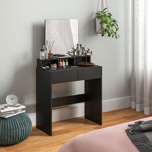 HOMCOM Multi-Storage Dressing Table, with Mirror - Black