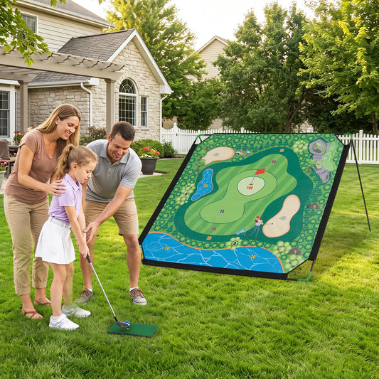 Golf Chipping Game Set 71" x 71" Large Chipping Mat for Indoor and Outdoor Practice