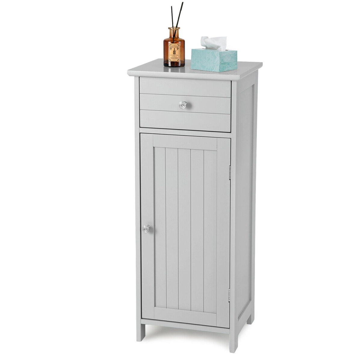 3-Tier Free-Standing Bathroom Cabinet with Drawer-Grey