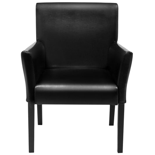 Guest Chair with Wood Frame, Wide Backrest and Ergonomic Armrests-Black