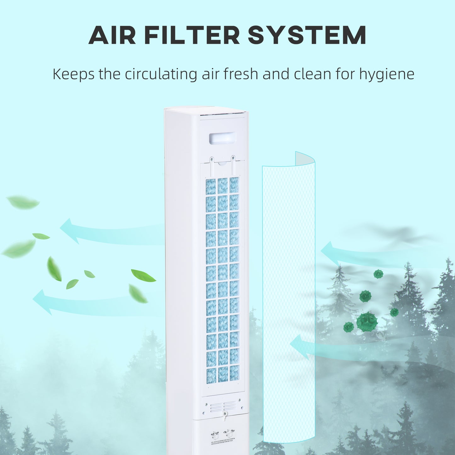 HOMCOM Portable Air Cooler, 3L Tank Evaporative Ice Cooling Tower Fan with 3 Modes, 3 Speeds, Remote, Timer, 60° Oscillating, Portable Swamp Cooler for Home Bedroom, White