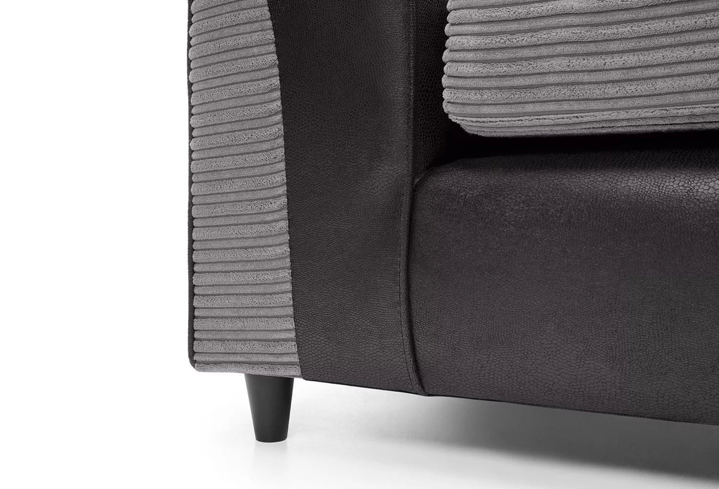 Spencer Cord Fabric Corner Sofa - Right Arm Black