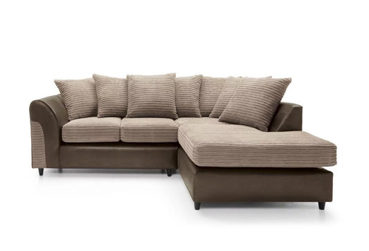 Harley Cord Fabric Corner Sofa - Brown-Right Facing