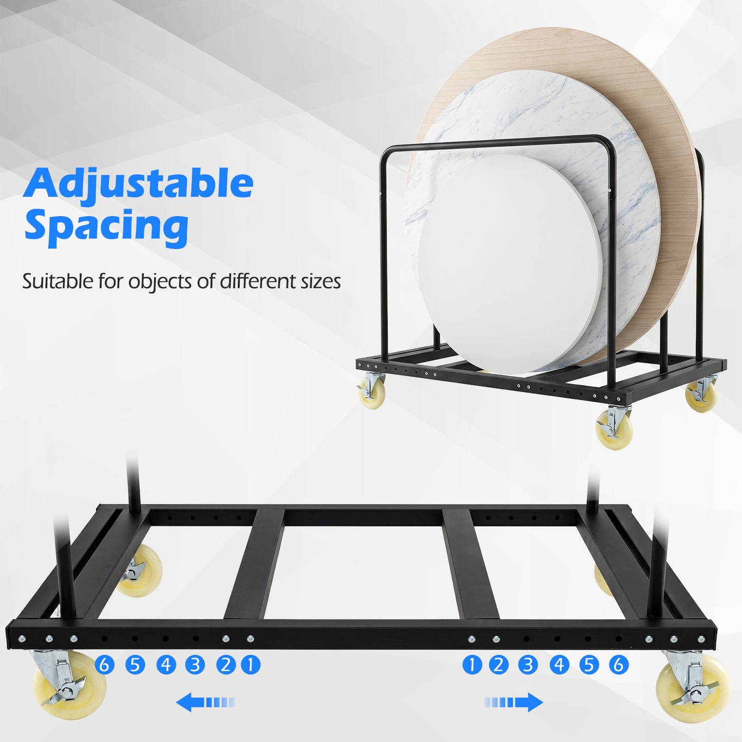 Heavy Duty Folding Table Cart with Lockable Wheels and Binding Rope for Warehouse