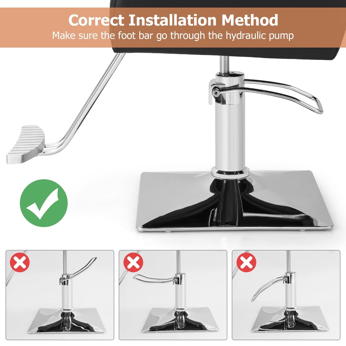 Heavy Duty Hydraulic Barber Chair Salon Chair with 360 Degrees Swivel-Black