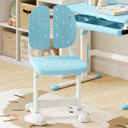 Height-adjustable Kid’s Desk Chair with Double Back Support and Breathable Seat-Blue