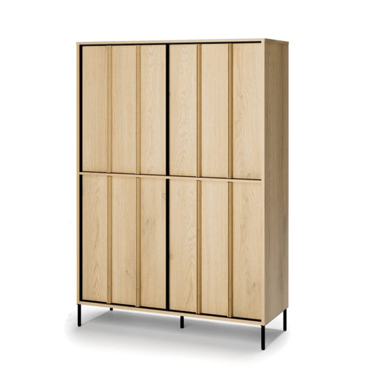 Wooden cabinet with four doors on a white background
