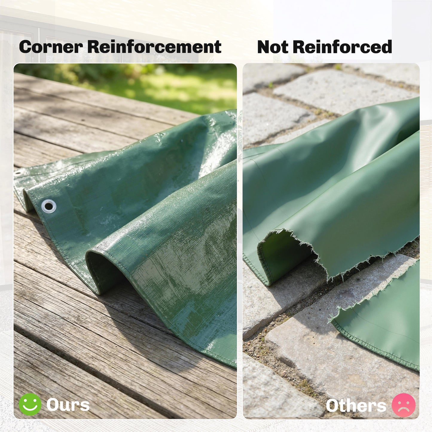 Outsunny 4 x 6m Waterproof Tarpaulin, 90GSM Tear-Resistant PE Tarp with Reinforced Grommets, UV Protected Cover