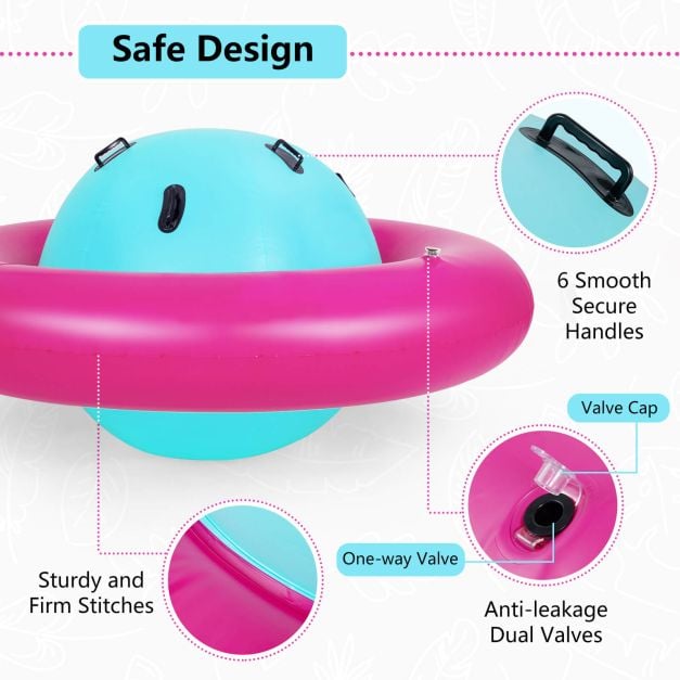 Inflatable Dome Rocker Bouncer for Kids with 6 Built-in Handles-Pink