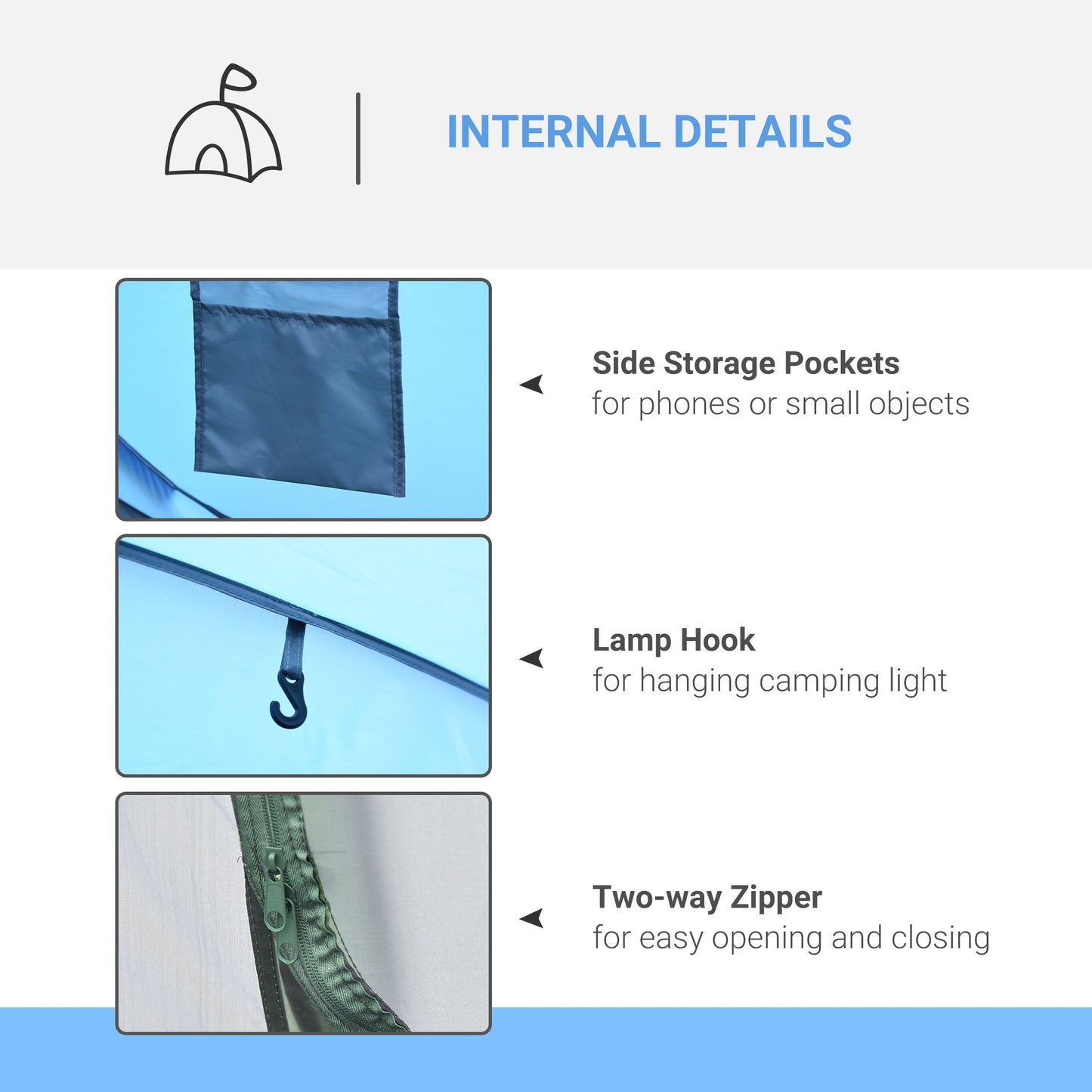 Outsunny 4 Person Pop-up Camping Tent Family Tent with Ground Sheet, 4 Windows and Portable Carry Bag for Beach Outdoor Trip, Sky Blue