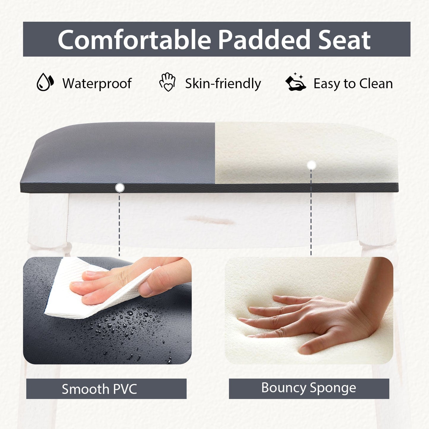 61/74 cm Upholstered Bar Stool Set of 2-74 cm