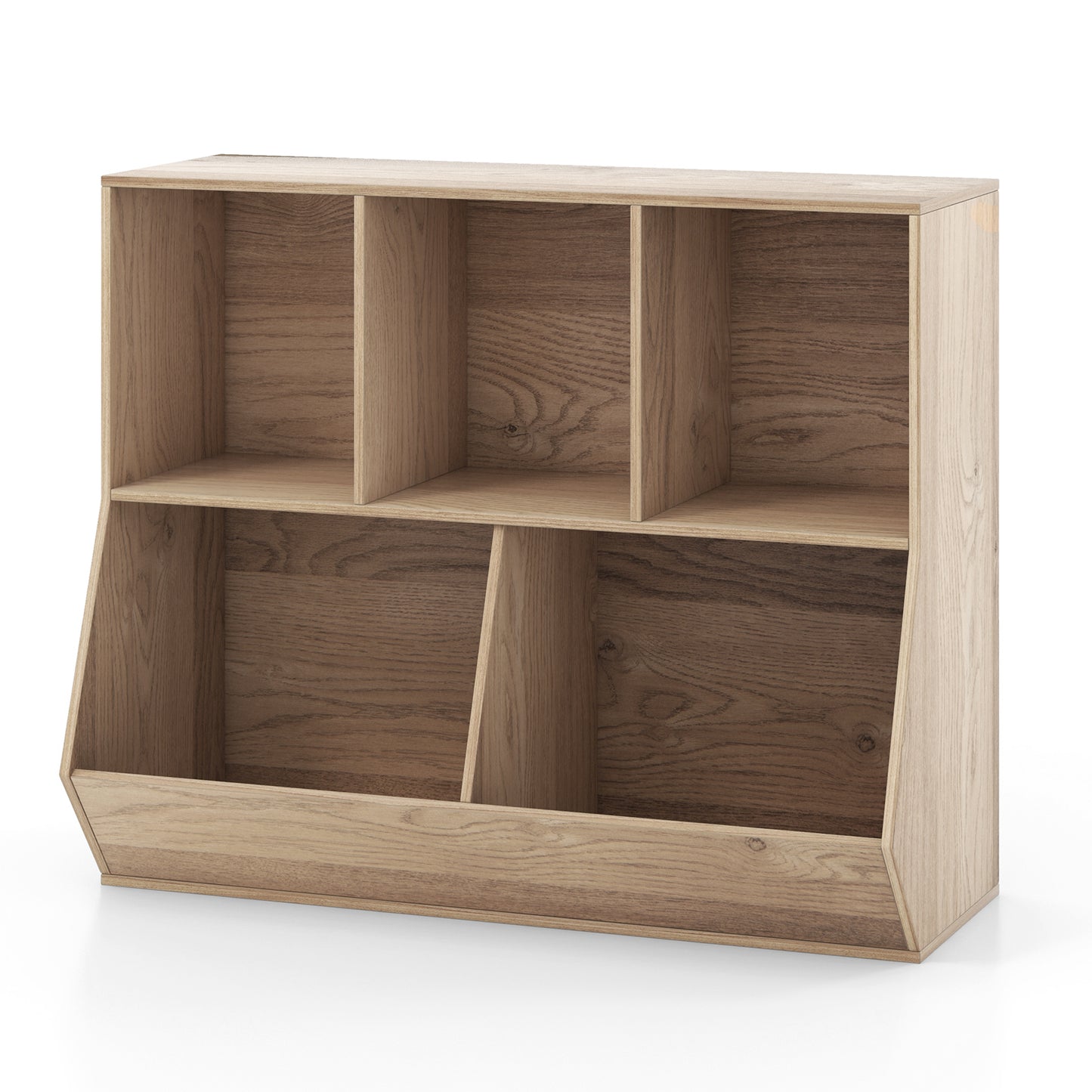 5-Cube Kids Toy Storage Organizer with Anti-Tipping Kits-Natural