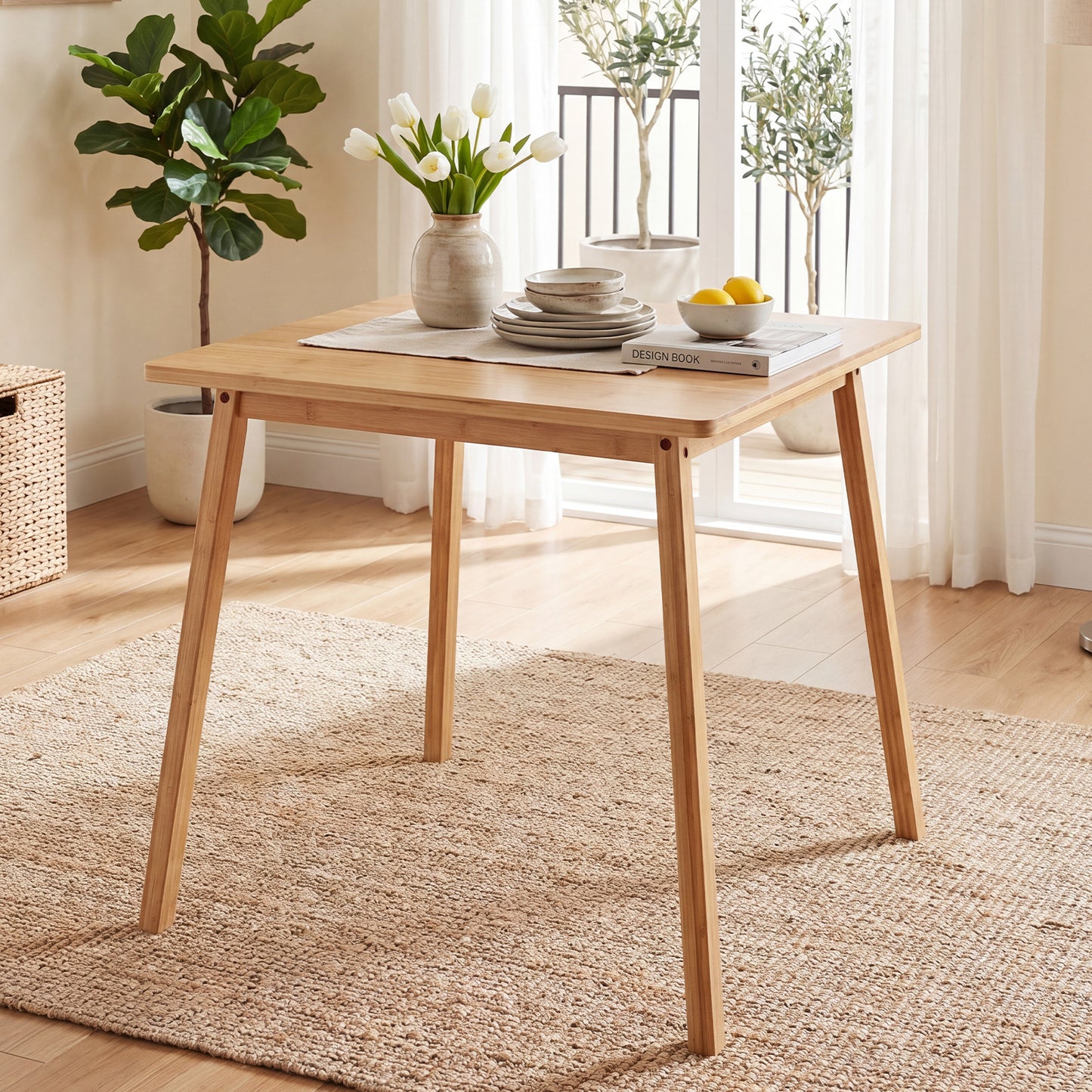 Mid Century Modern Kitchen Table for Dining Room Living Room or Apartment-Natural
