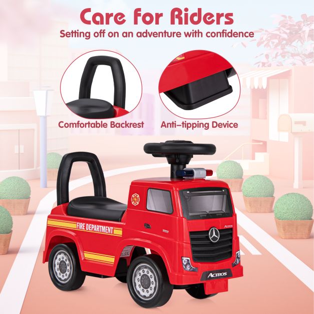 Kids Ride On Fire Truck Licensed Mercedes-Benz with Music-Red