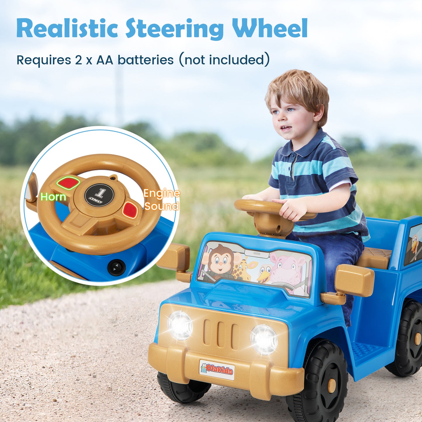 6V Kids Riding Toy with Sound Effects One-Button Start-Navy
