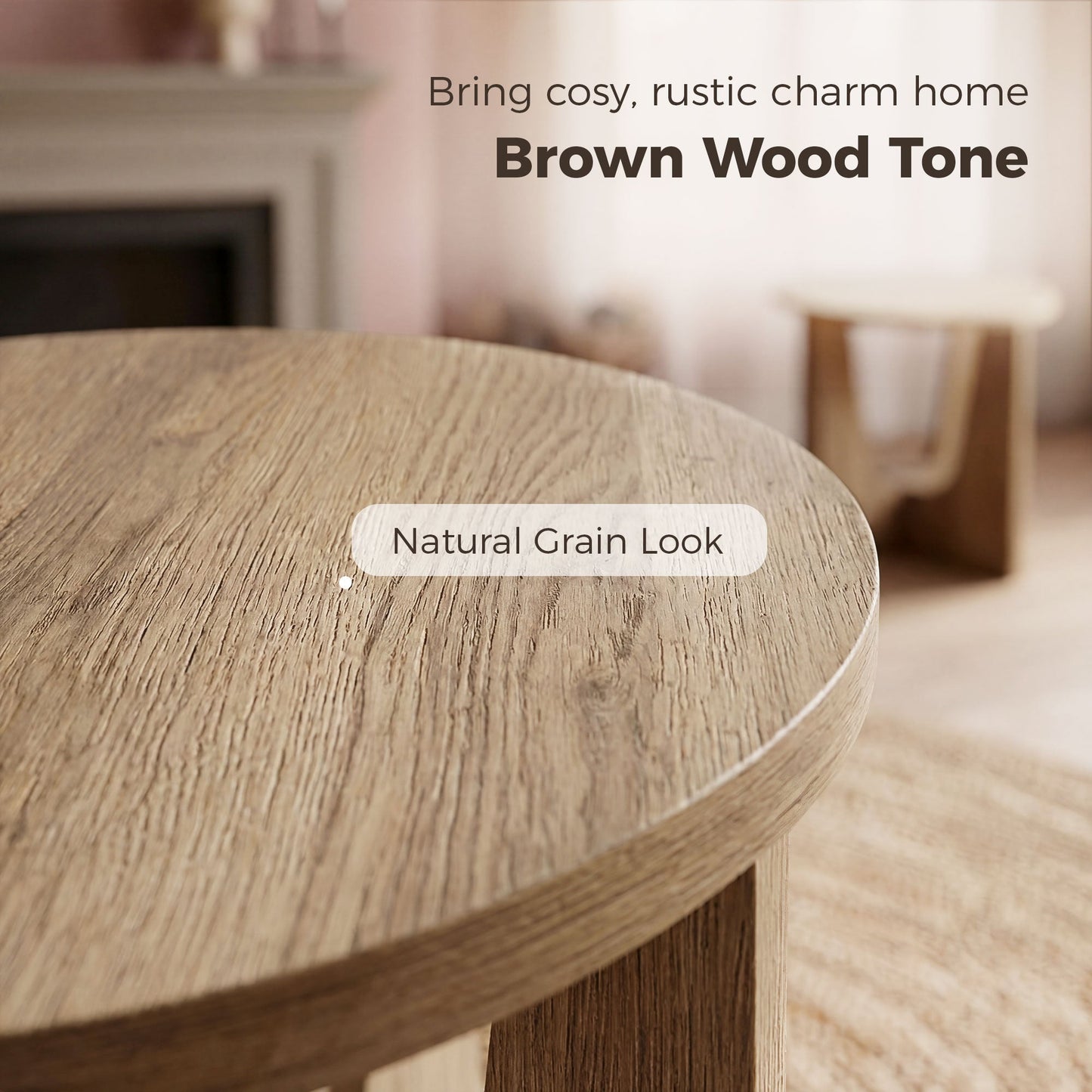 HOMCOM End Table Compact Round Side Table with Curved Legs in Coffee Wood Effect