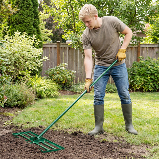Lawn Leveling Rake Heavy Duty Lawn Level Tool for Soil Farm-Green
