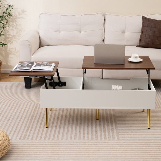 Lift Top Coffee Table Modern Center Table with 2 Hidden Storage Compartments-Walnut