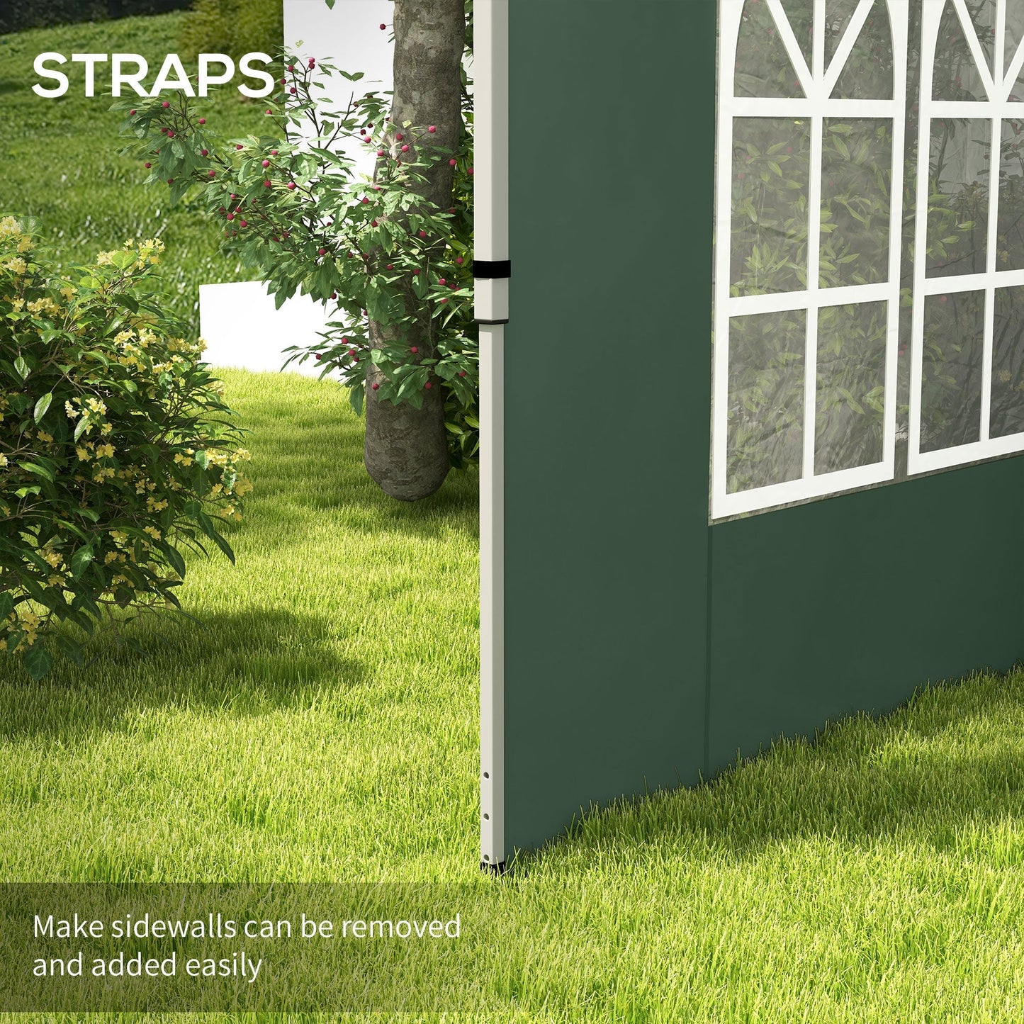 Outsunny Gazebo Side Panels, Sides Replacement with Window for 3x3(m) or 3x4m Pop Up Gazebo, 2 Pack, Green