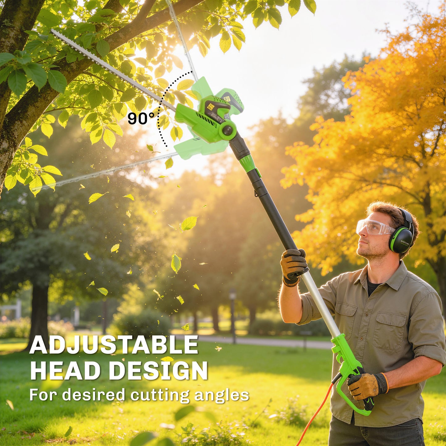 Outsunny 2.6m Corded Extendable Hedge Trimmer with 90° Adjustable Head, 450W Telescopic Electric Hedge Cutter Long Reach