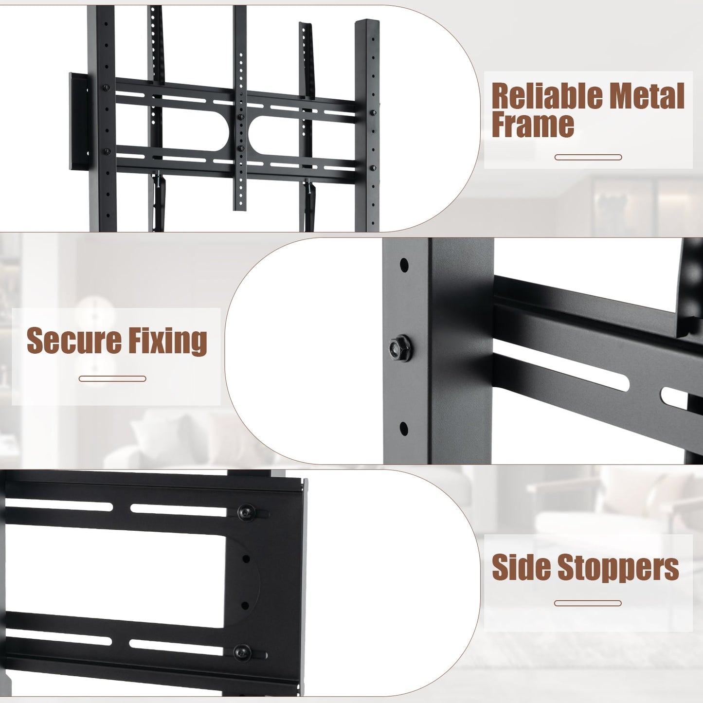 Mobile TV Stand Rolling TV Cart with Camera Shelf and AV Shelves